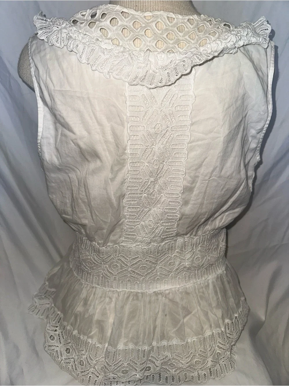 Tory Burch White Eyelet Lace Sleeveless Camisole